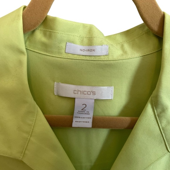 Chico's Bright Lime Button-Down Shirt - Picture 3 of 5